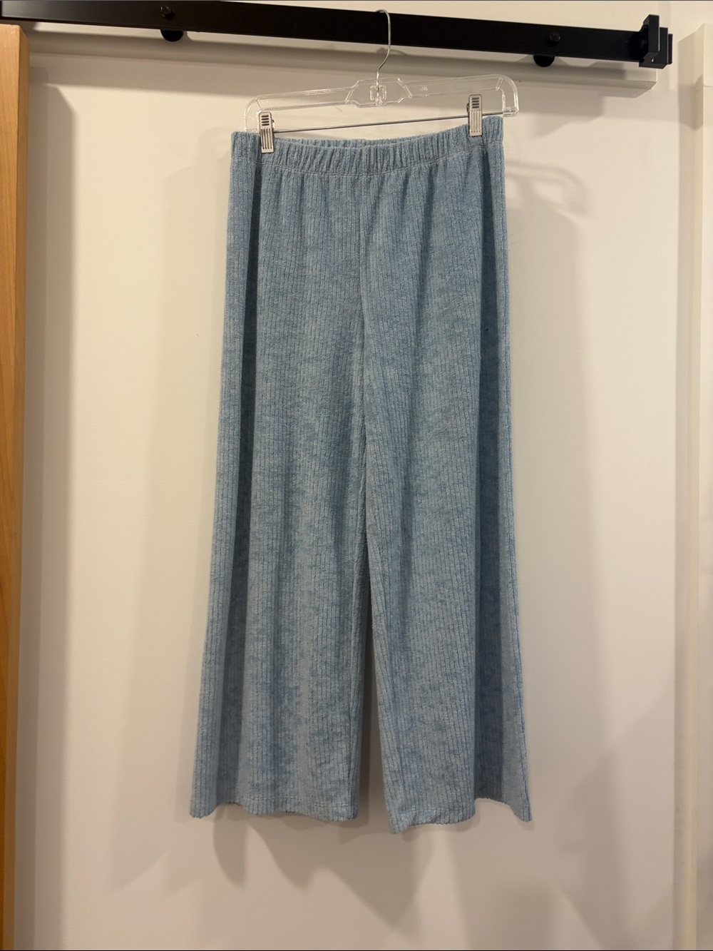 Z Supply Light Blue Ribbed Knit Wide-Leg Scout Pants